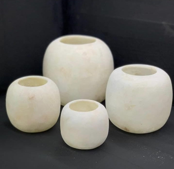 Rare white Natural Stone Alabaster Vase shape