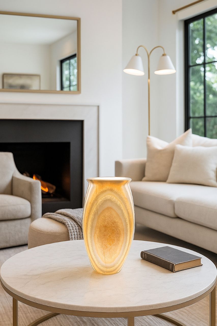 Stunning Natural Alabaster Handmade table lamp