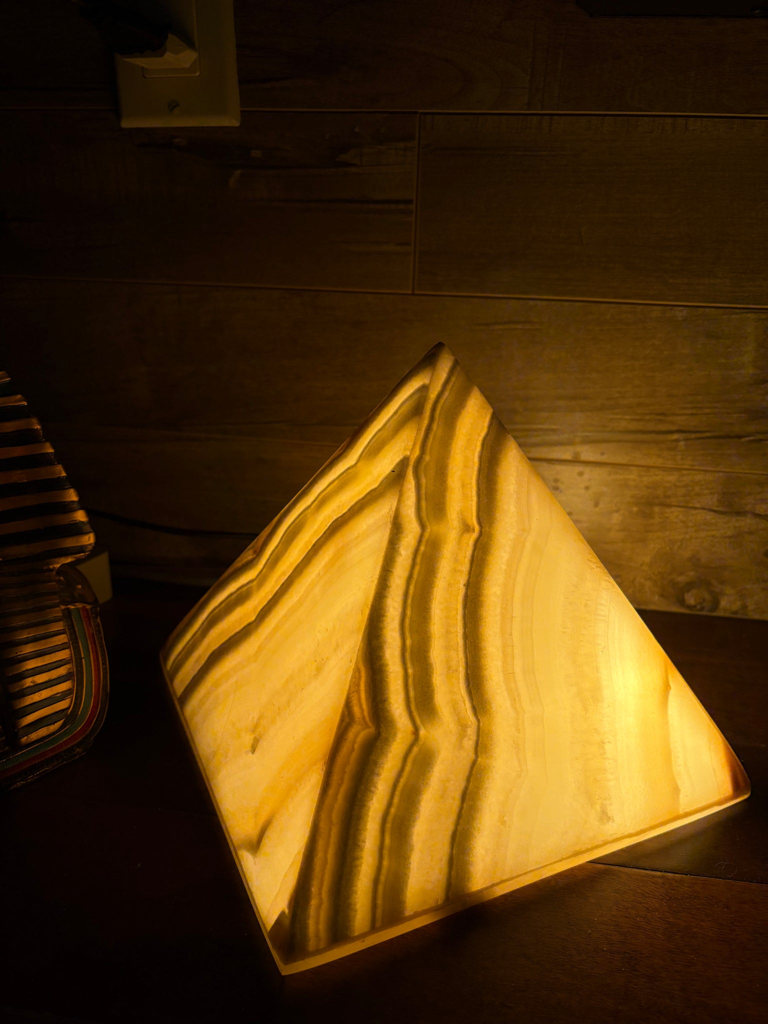 Stunning Natural Alabaster Handmade PYRAMID  table lamp Style 6