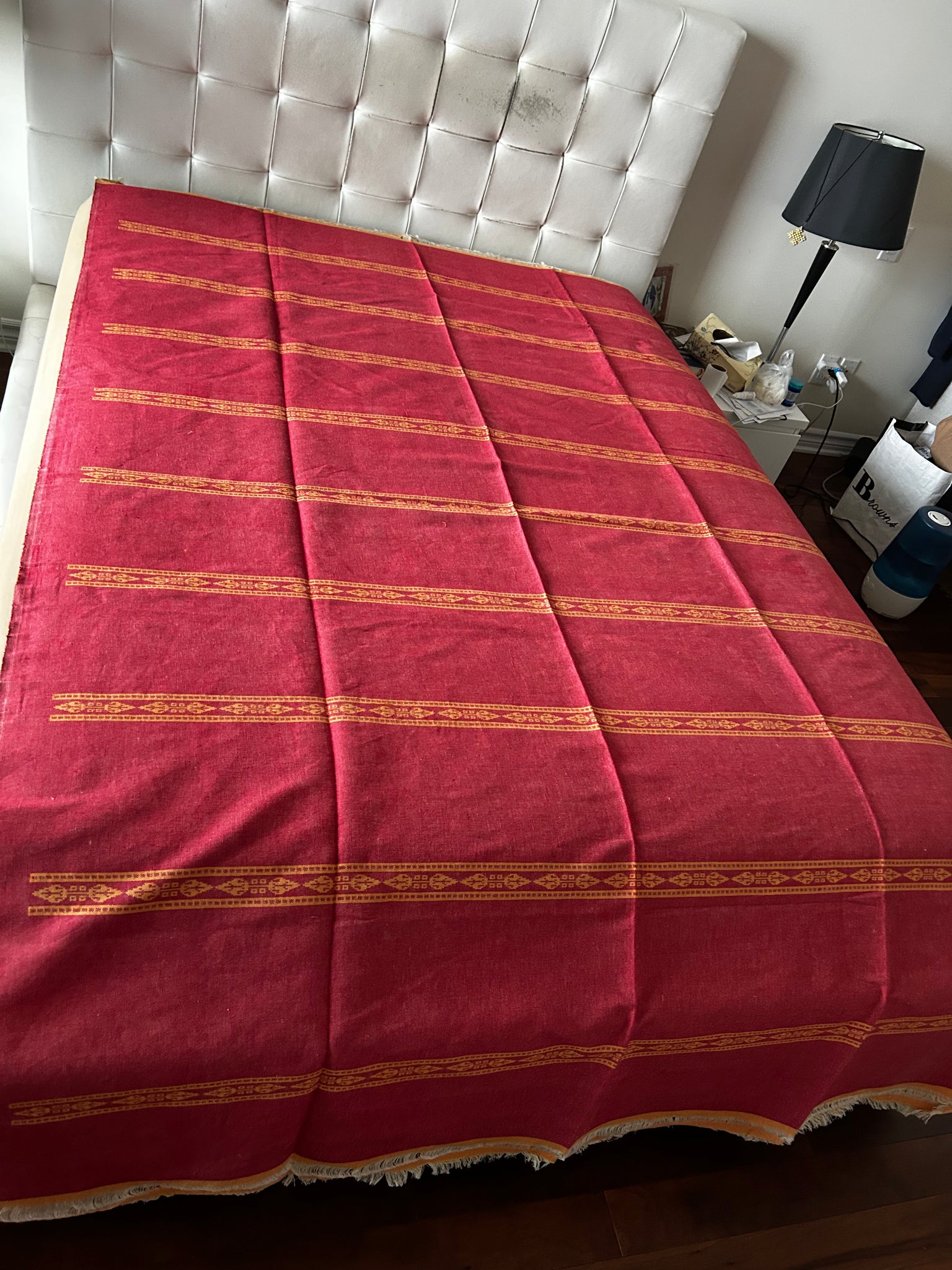 Handwoven Egyptian Cotton Bed Cover double face Red/Yellow