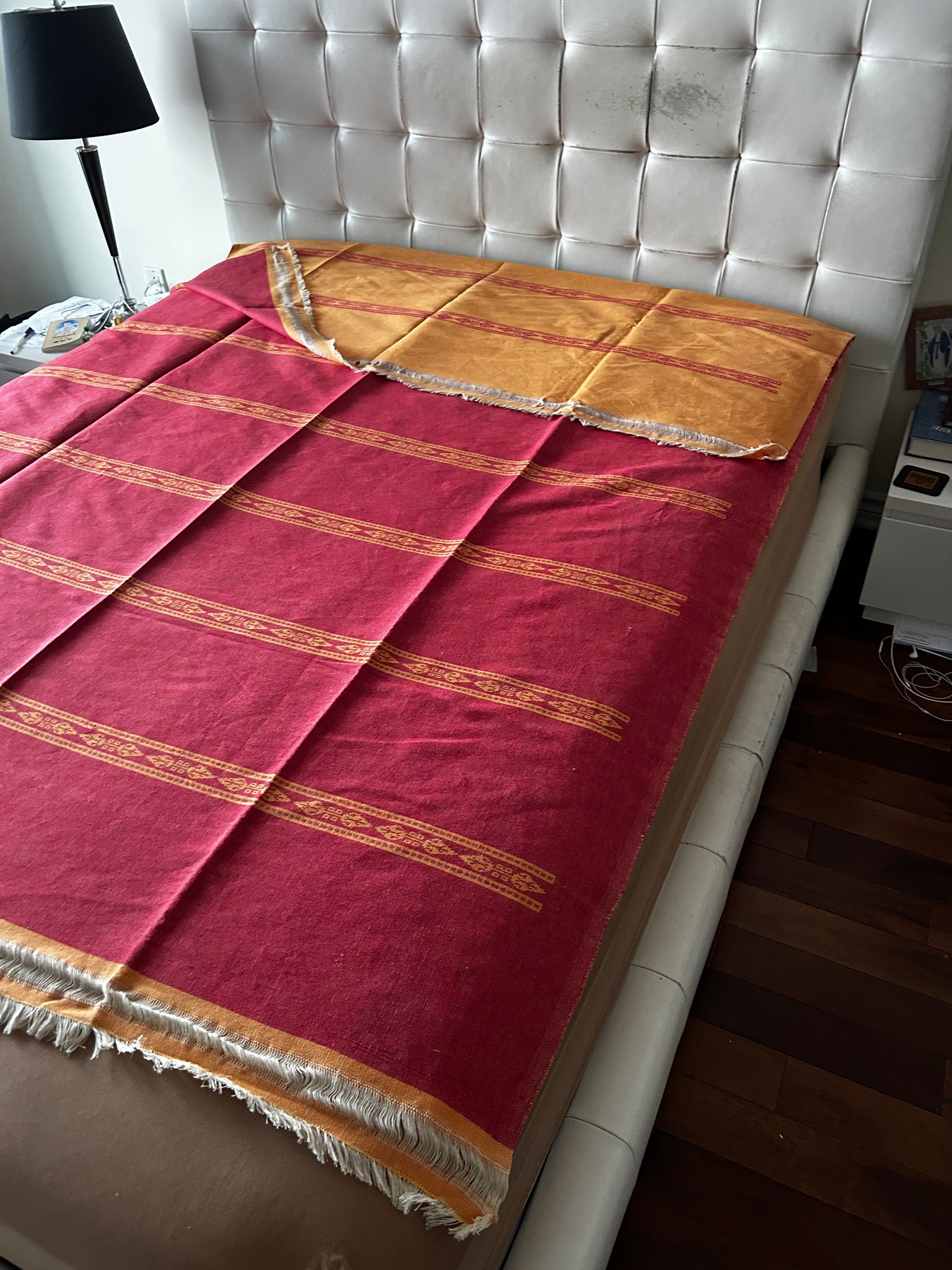 Handwoven Egyptian Cotton Bed Cover double face Red/Yellow