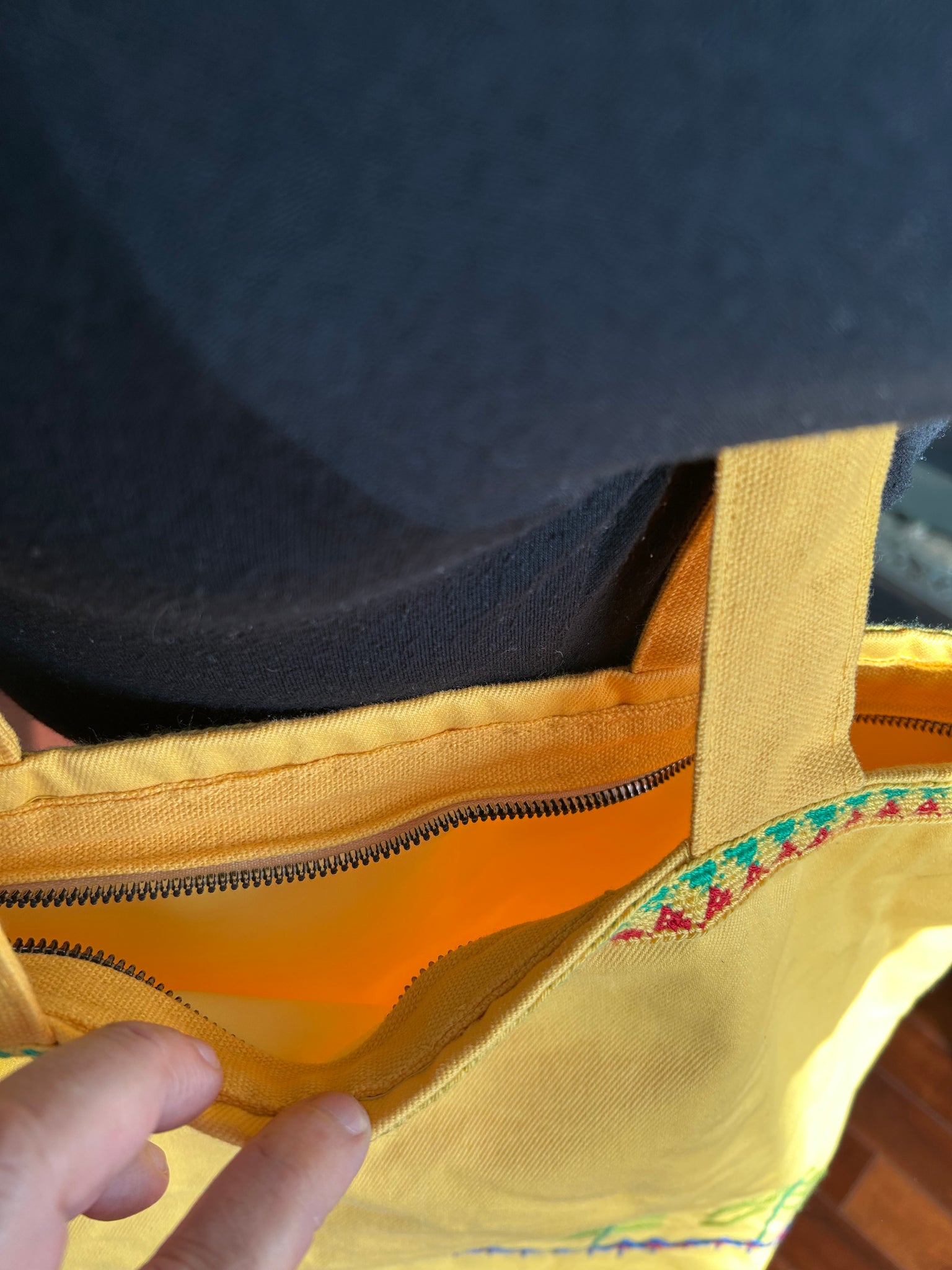 Handmade Embroidered Tote Bag , yellow