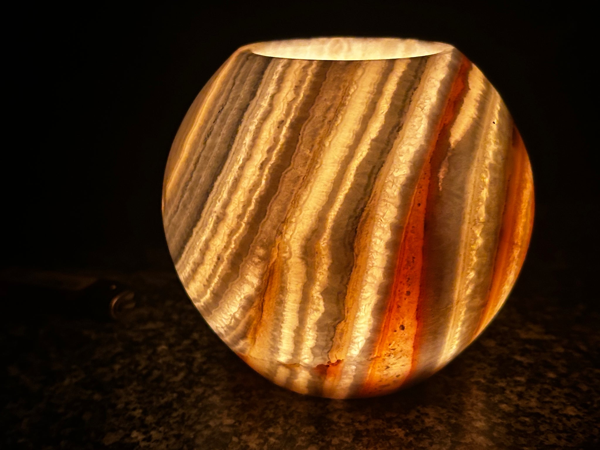 Stunning Natural Alabaster Handmade Healing Candle Holders Set of 3 , 8,10,15 cm