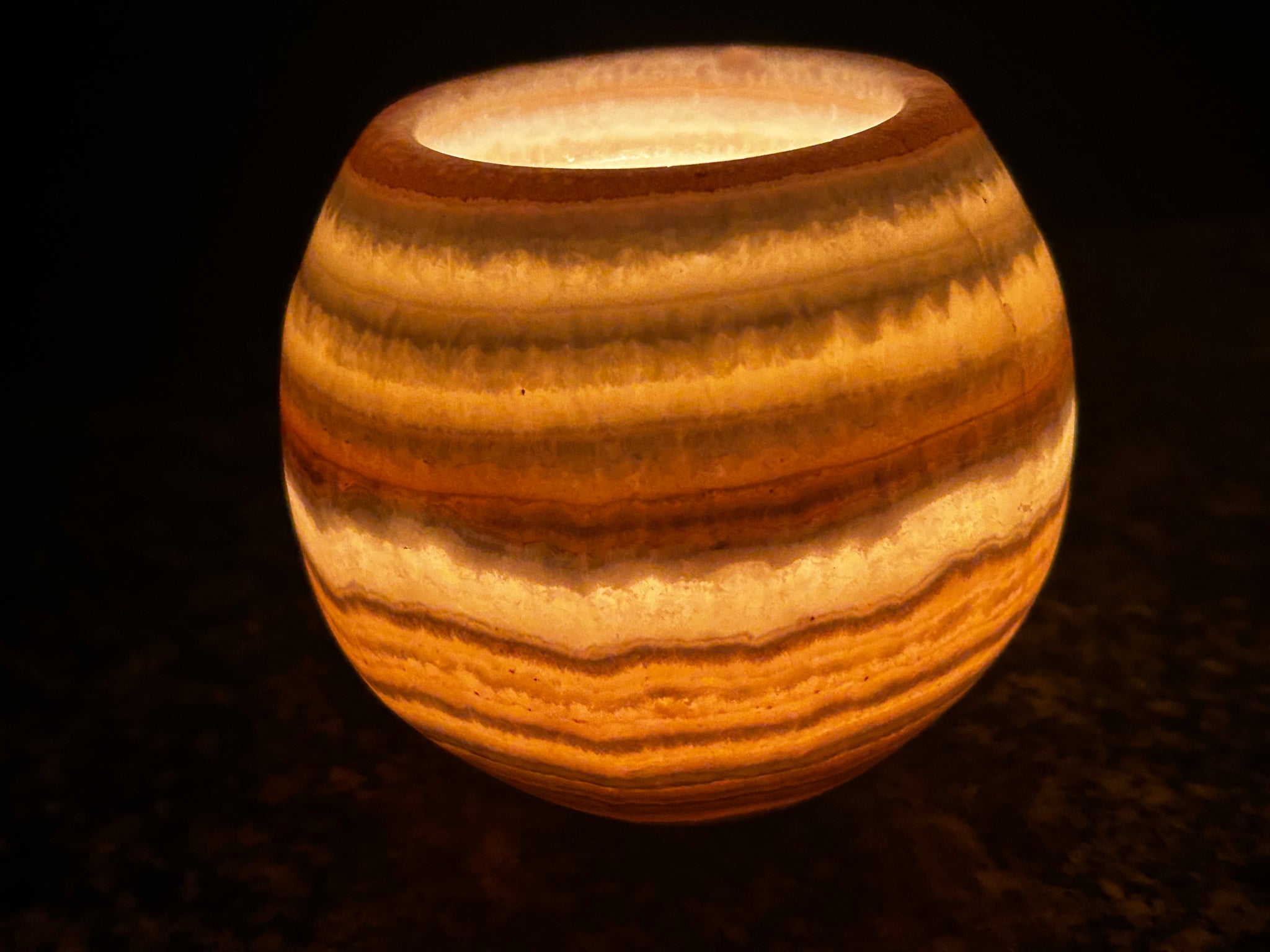 Stunning Natural Alabaster Handmade Healing Candle Holders Set of 3 , 8,10,15 cm