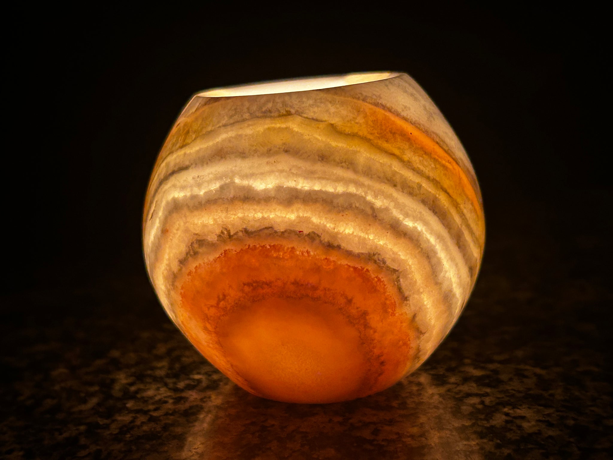 Stunning Natural Alabaster Handmade Healing Candle Holders Set of 3 , 8,10,15 cm