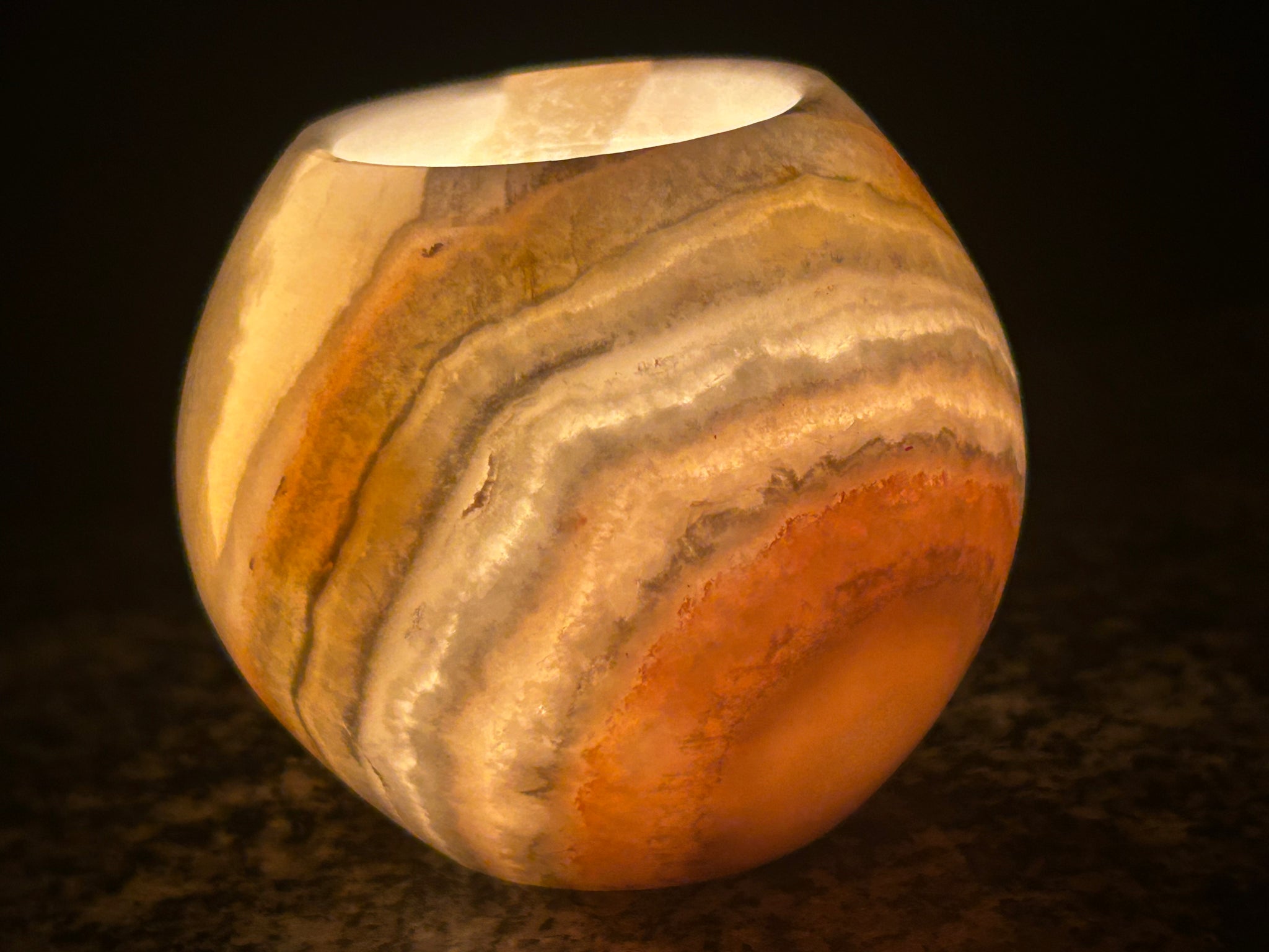 Stunning Natural Alabaster Handmade Healing Candle Holders Set of 3 , 8,10,15 cm