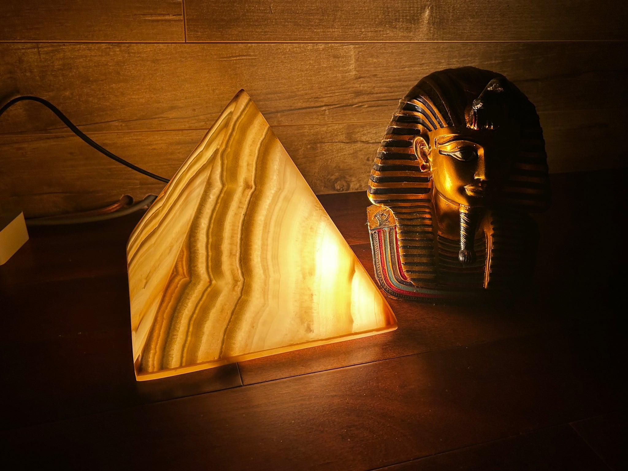Stunning Natural Alabaster Handmade PYRAMID  table lamp Style 6