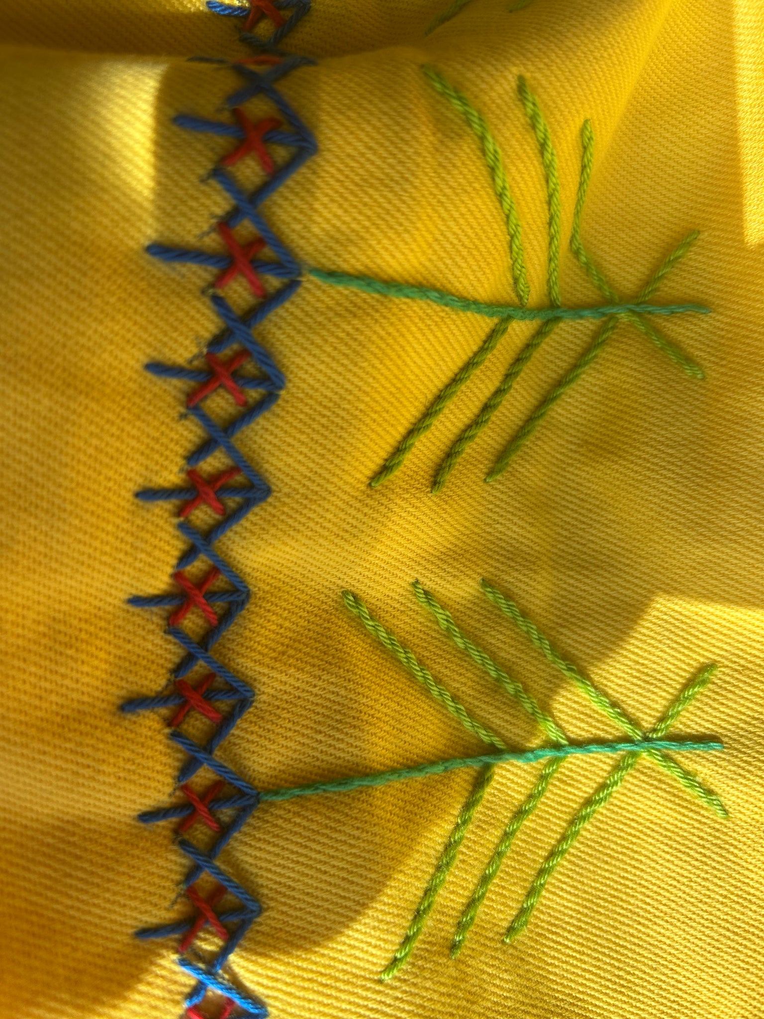 Handmade Embroidered Tote Bag , yellow