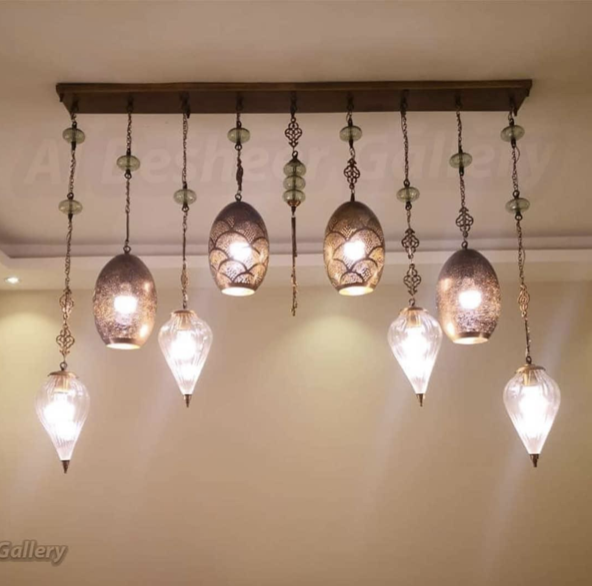 Brass &Pyrex Glass chandelier