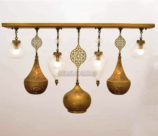 Pyrex Glass & Brass chandelier