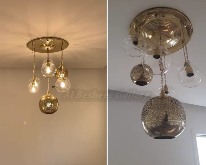 Pyrex Glass & Brass chandelier